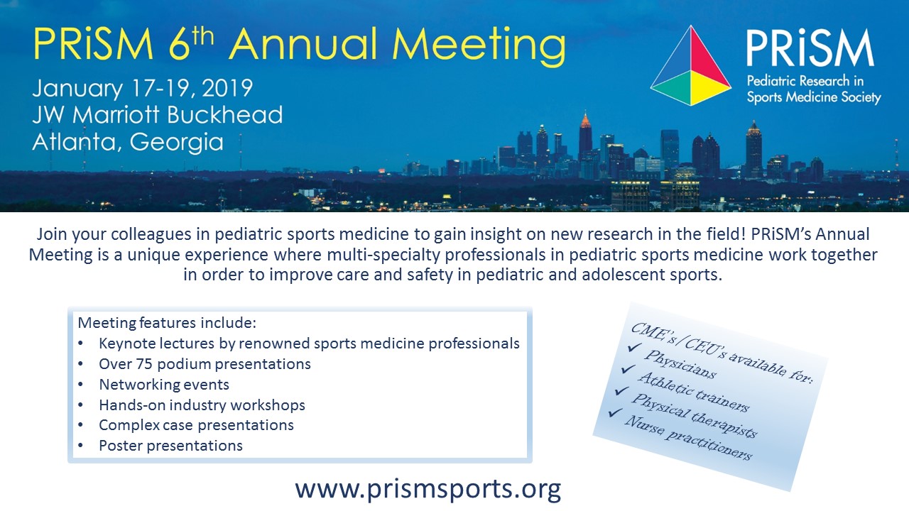 annual meeting pediatric research in sports medicine society prism